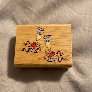 Champagne glass rubber stamp